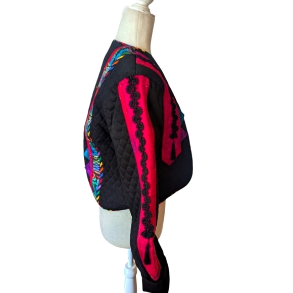 Marie Studer Vtg 90s Art To Wear Artsy Colorful Quilted Dopamine Jacket Sz L - Picture 2 of 13